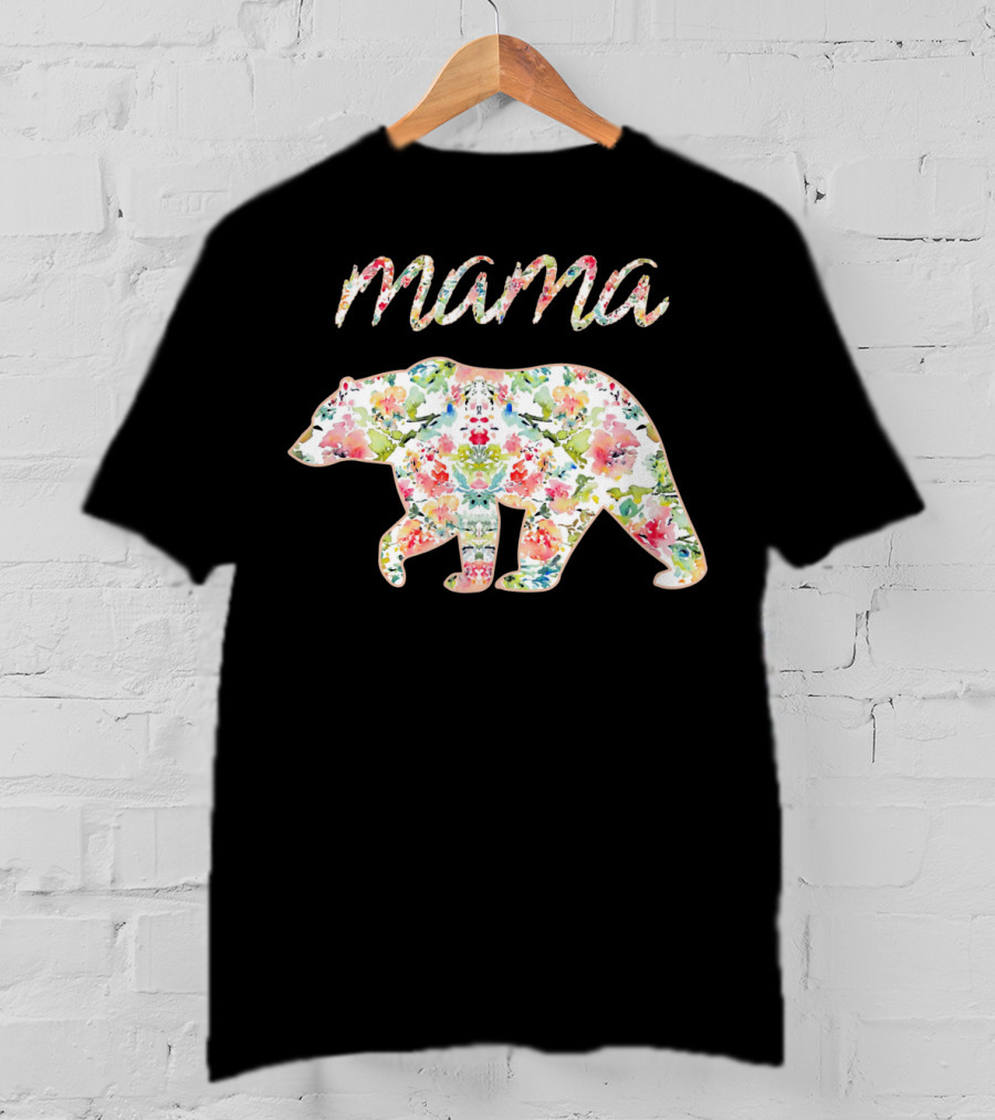 Mama Bear Floral Pattern With Colorful Flowers T-Shirt