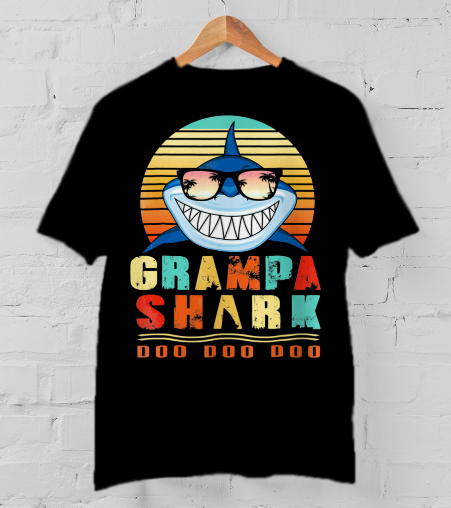 Grampa Shark Doo Doo Doo Retro Vintage T-Shirt