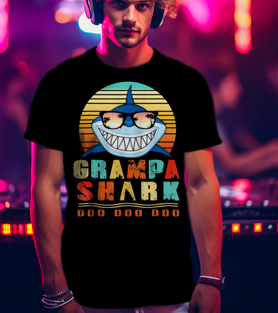 Grampa Shark Doo Doo Doo Retro Vintage T-Shirt