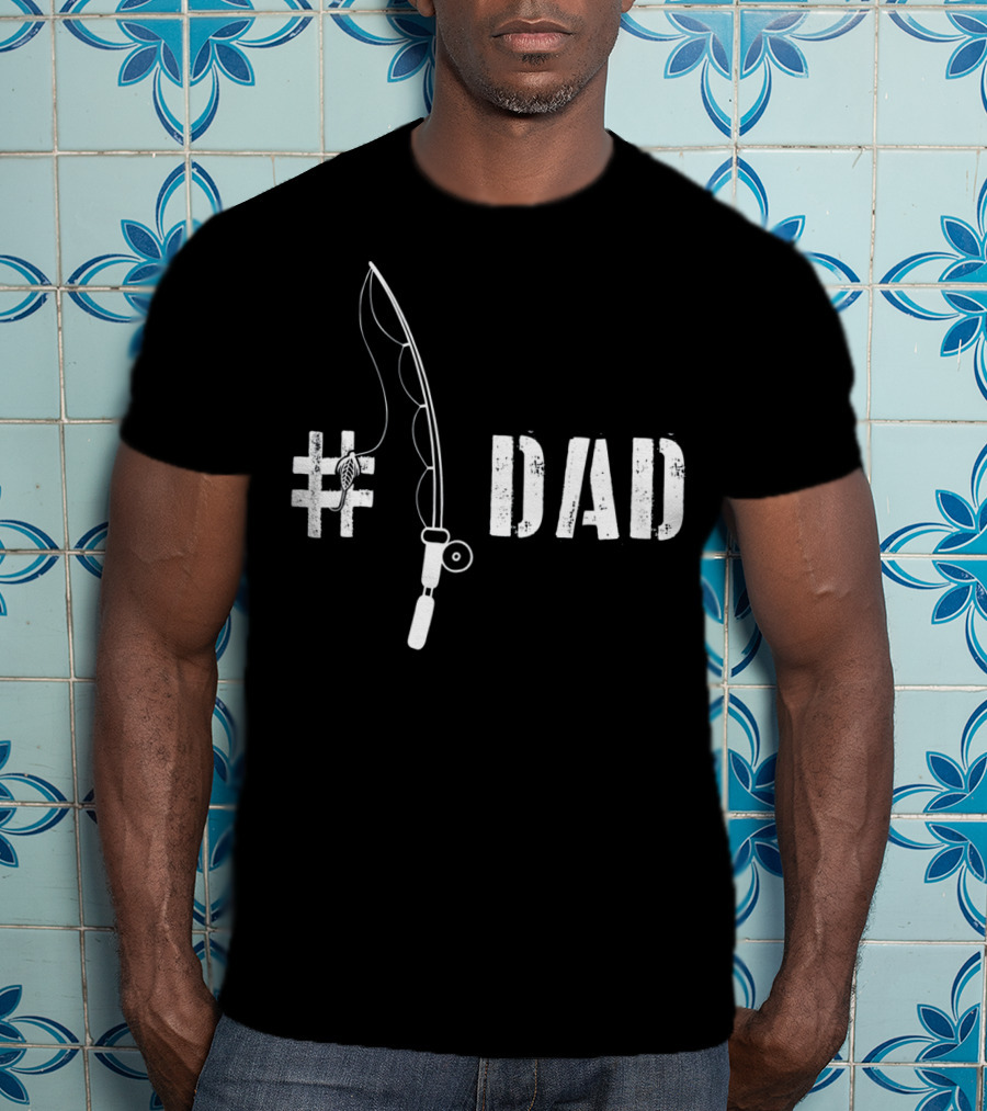 1 Dad Fishing Daddy Fat Funny Fisherman T-Shirt