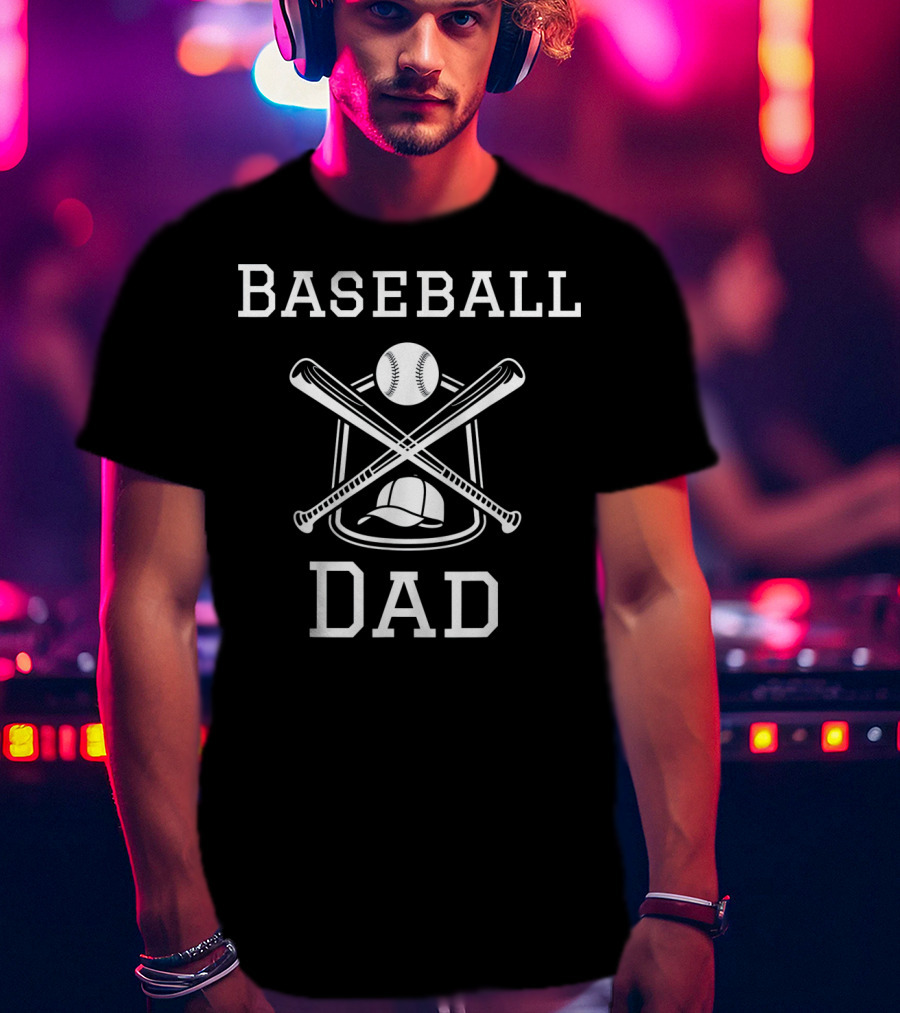 Baseball Dad Hat And Crossed Bats T-Shirt