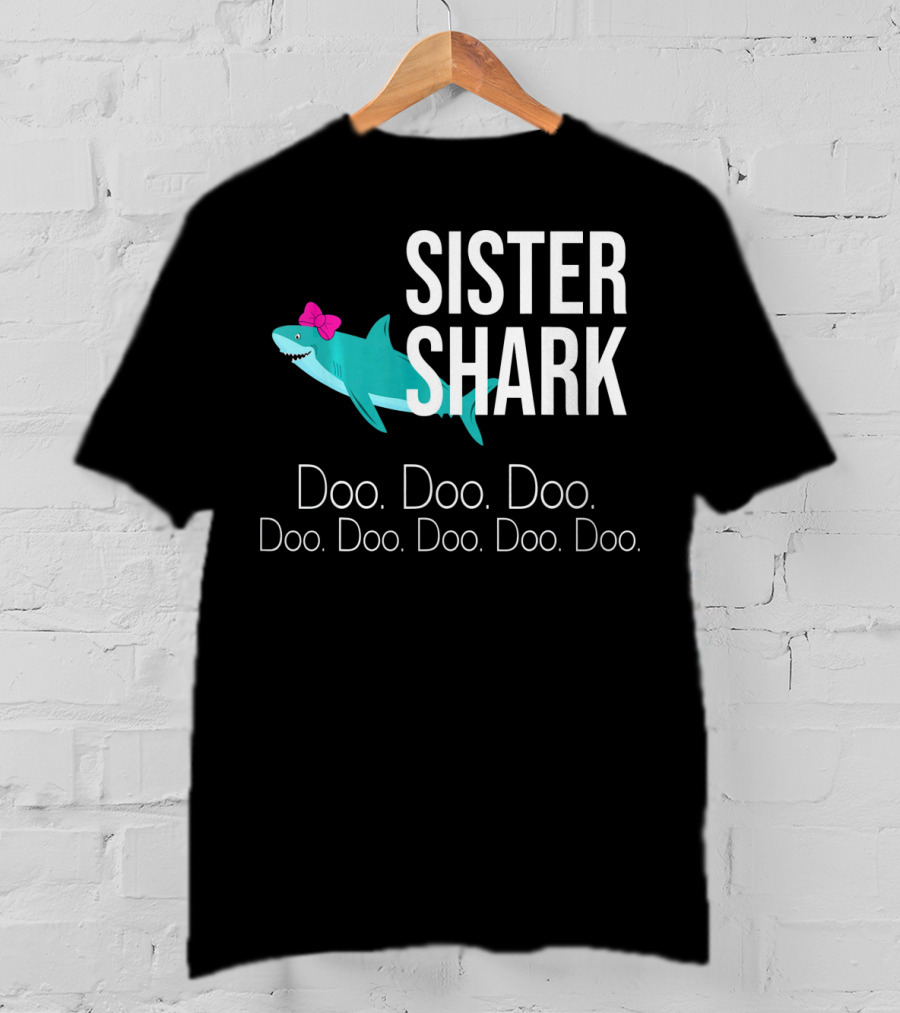 Sister Shark Doo Doo Doo Bow Pink T-Shirt