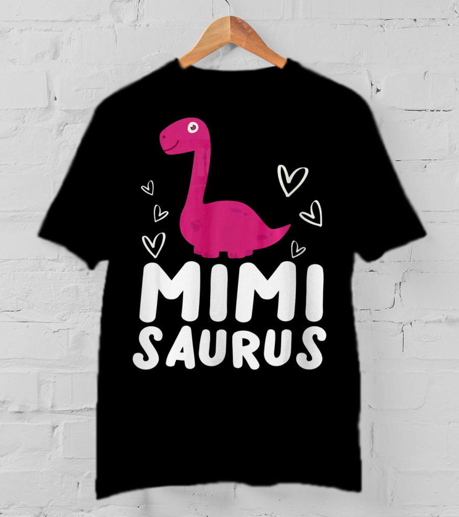 Mimisaurus Rex Mimi Saurus Din Pink Dinosaur With Hearts T-Shirt