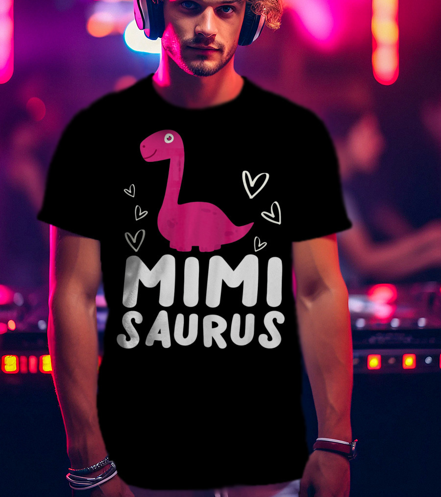 Mimisaurus Rex Mimi Saurus Din Pink Dinosaur With Hearts T-Shirt