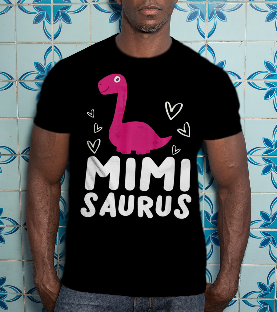 Mimisaurus Rex Mimi Saurus Din Pink Dinosaur With Hearts T-Shirt