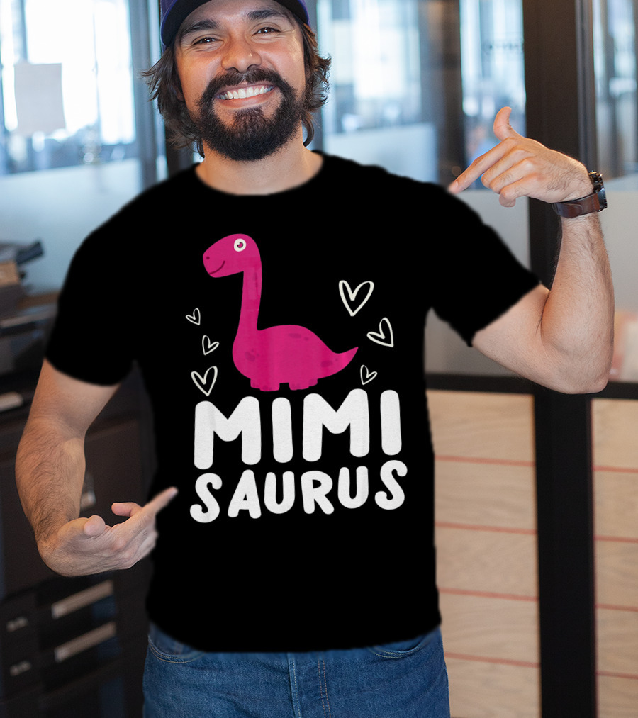 Mimisaurus Rex Mimi Saurus Din Pink Dinosaur With Hearts T-Shirt