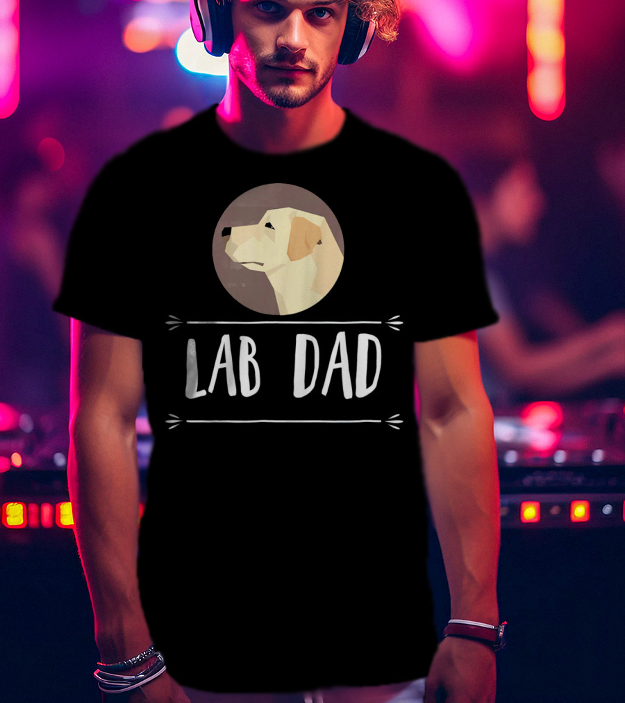 Lab Dad Yellow Labrador Retriever Dog Circle Emblem T-Shirt
