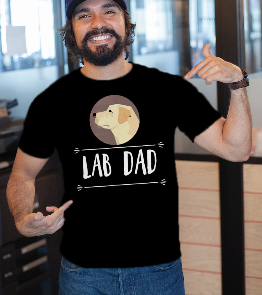 Lab Dad Yellow Labrador Retriever Dog Circle Emblem T-Shirt