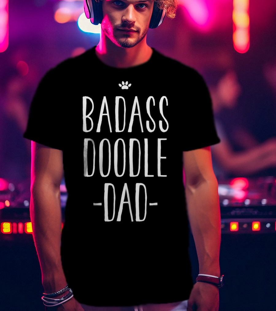 BADASS DOODLE DAD Paw Prints T-Shirt