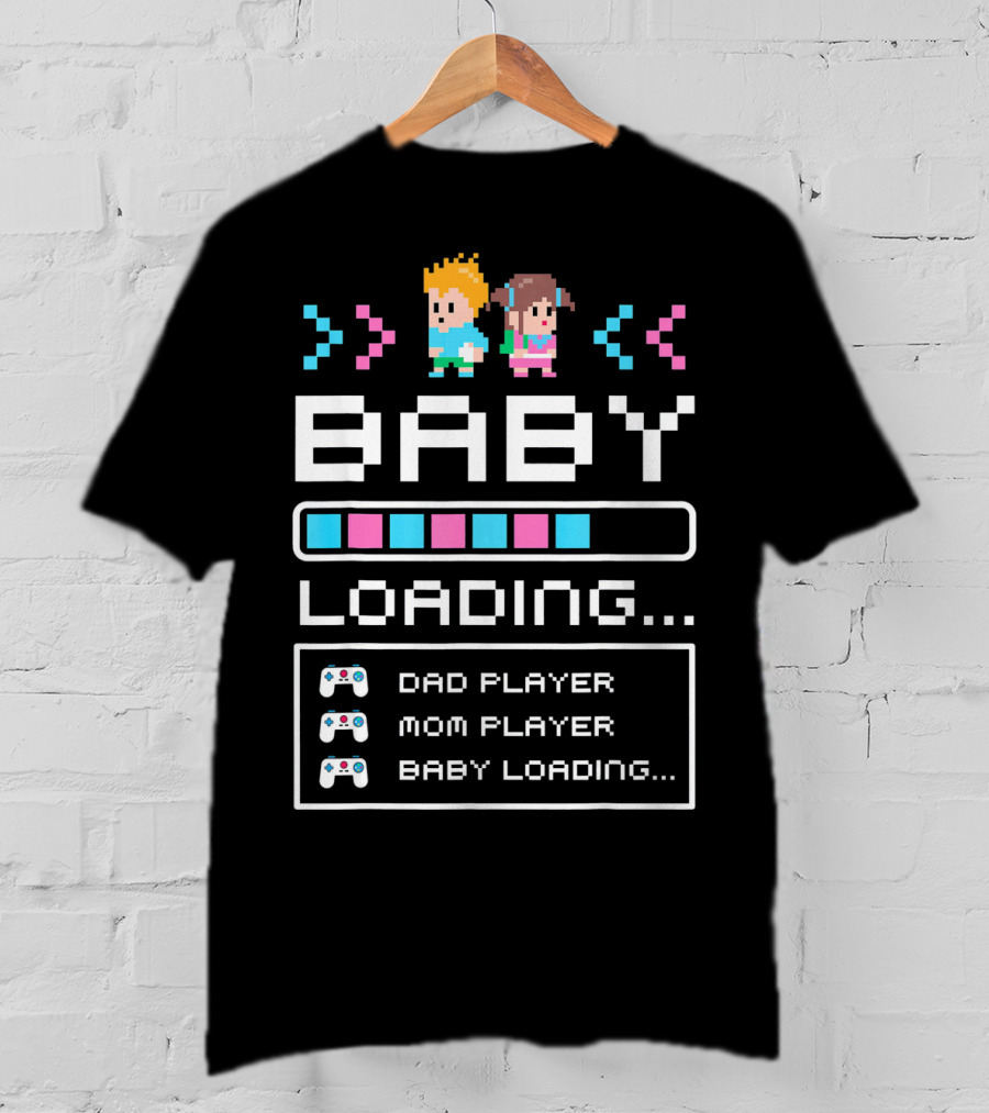 Baby Loading Dad Player Mom Player Gaming T-Shirt