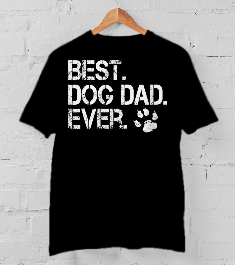 Mens Quote Best Dog Dad Ever With Paw Prints T-Shirt