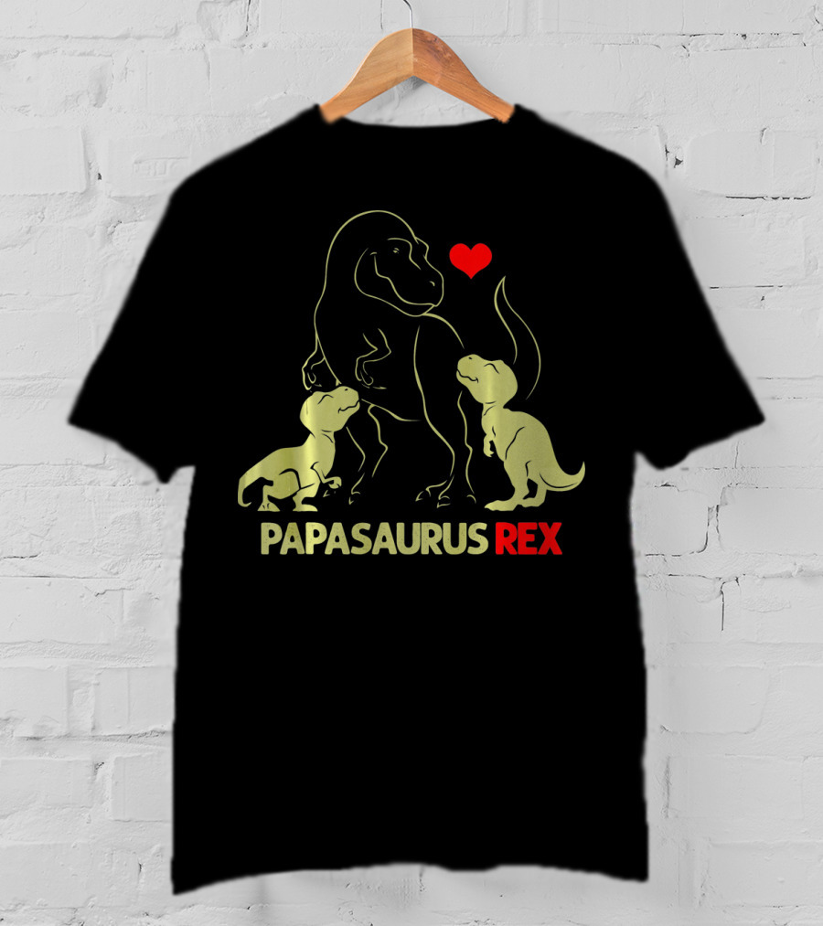Papasaurus Rex Dinosaur Heart Family Father's Day T-Shirt