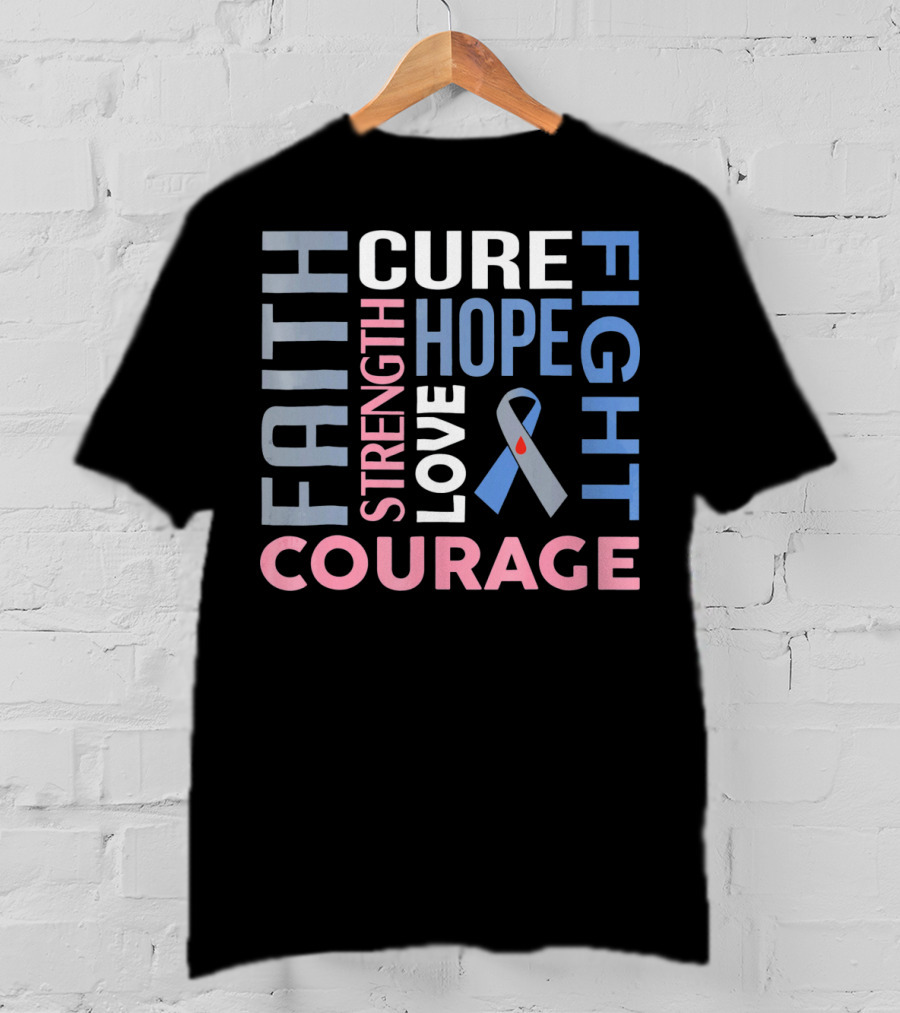 Faith Cure Fight Strength Hope Love Courage Diabetes Awareness T-Shirt