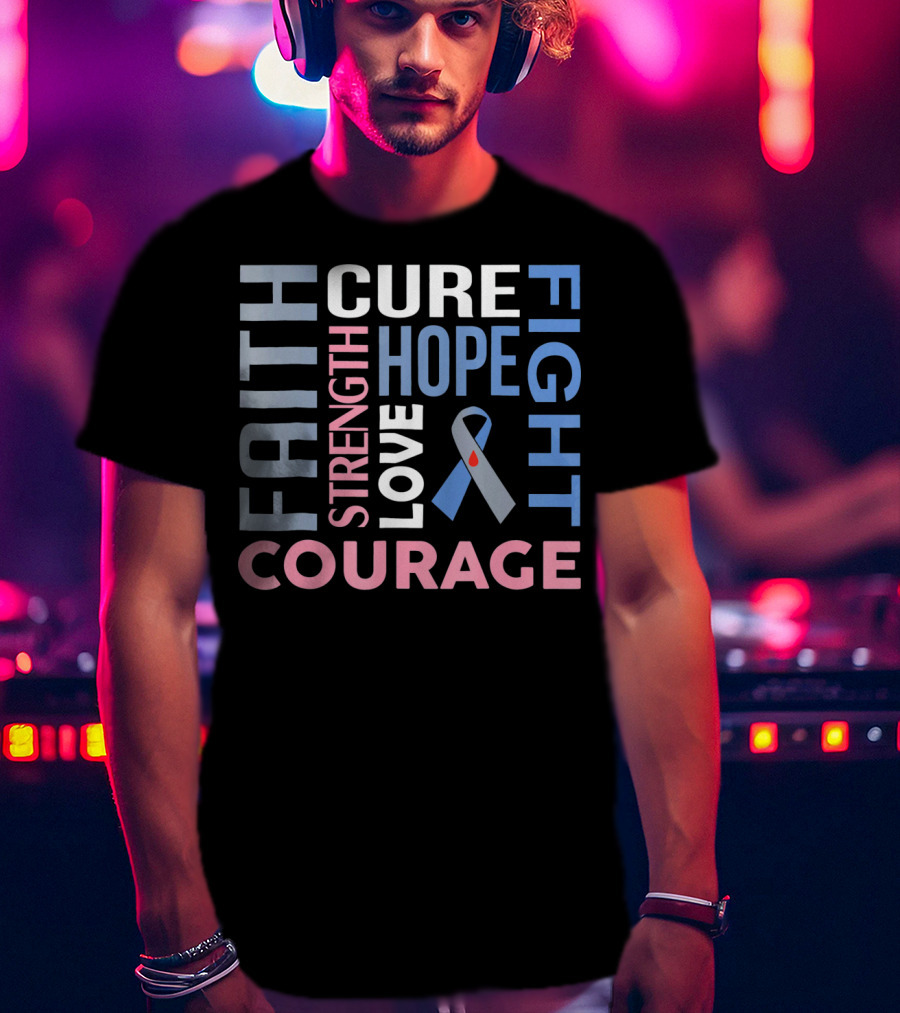 Faith Cure Fight Strength Hope Love Courage Diabetes Awareness T-Shirt