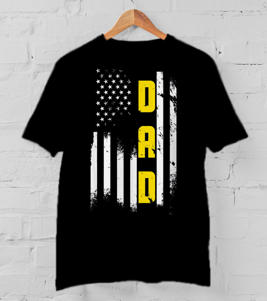 Thin Gold Line Flag Dad 911 Dispatcher Father's Day T-Shirt