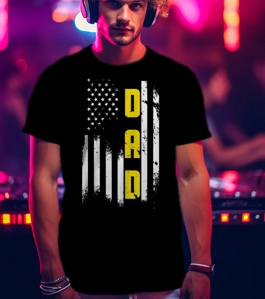 Thin Gold Line Flag Dad 911 Dispatcher Father's Day T-Shirt