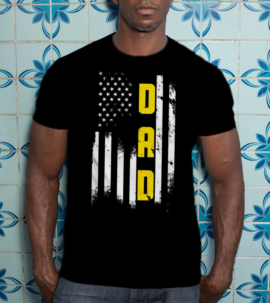 Thin Gold Line Flag Dad 911 Dispatcher Father's Day T-Shirt