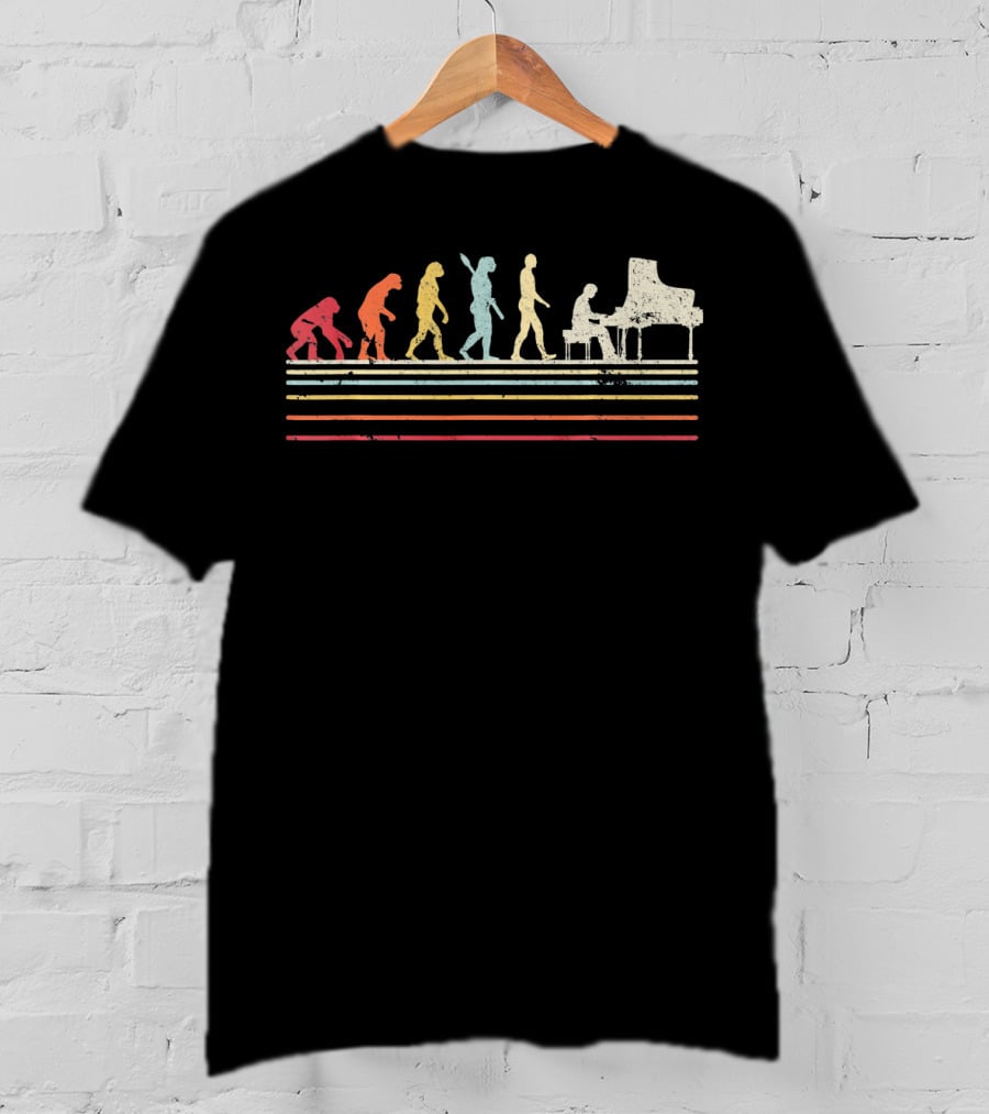 Funny Piano Retro Vintage Evolution Music Steps T-Shirt