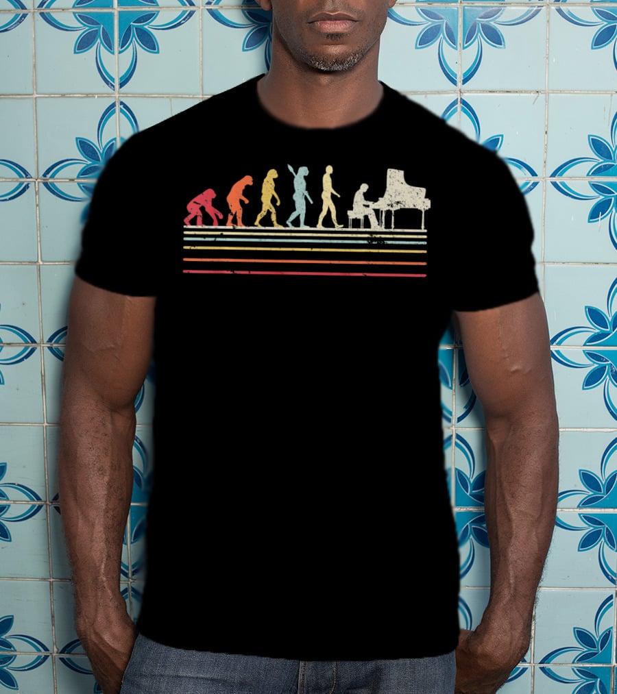 Funny Piano Retro Vintage Evolution Music Steps T-Shirt