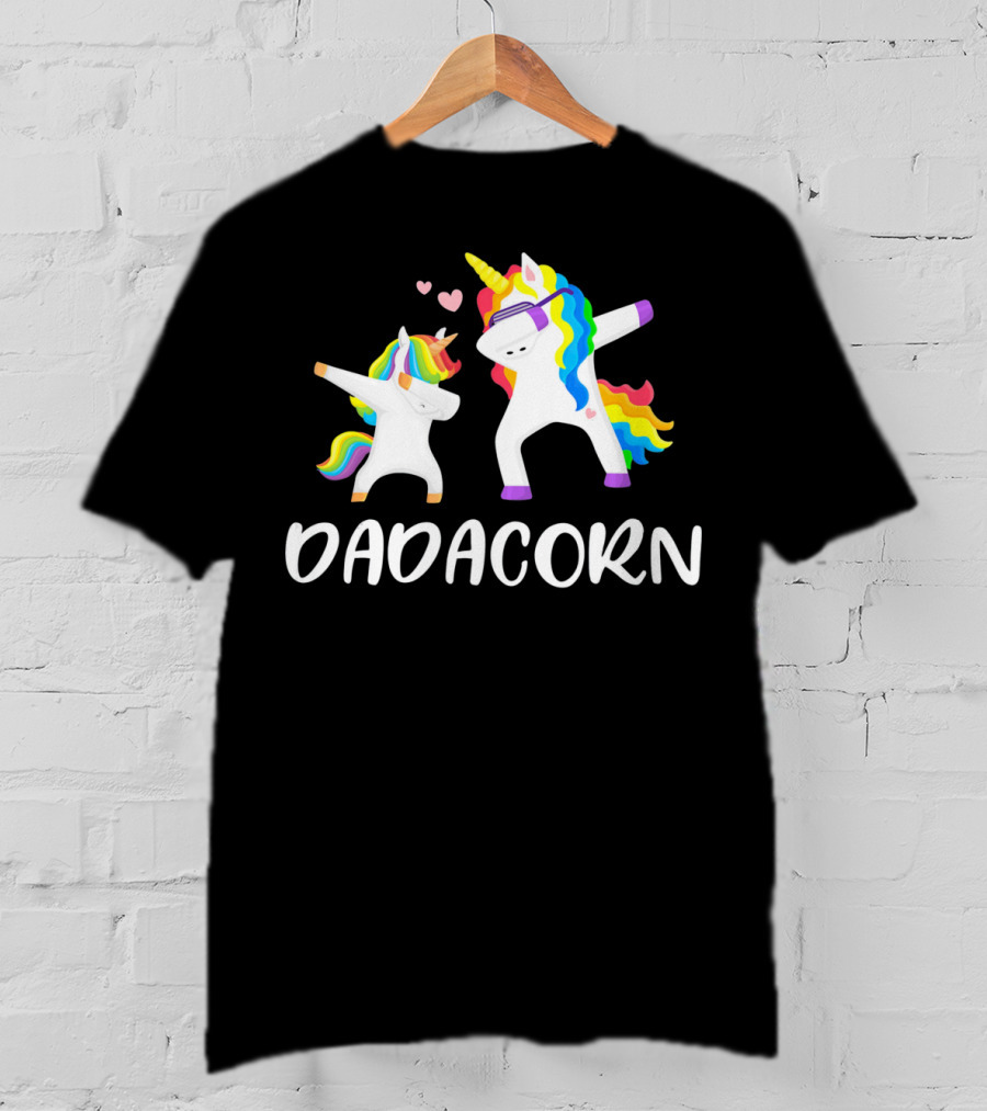 Dadacorn Rainbow Unicorn Daddy And Child Dancing T-Shirt