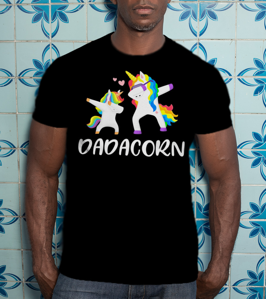 Dadacorn Rainbow Unicorn Daddy And Child Dancing T-Shirt