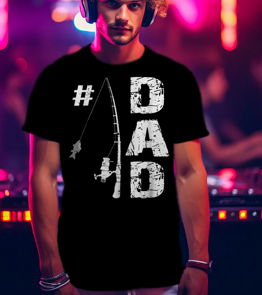 1 Dad Fishing Rod Catching Fish T-Shirt