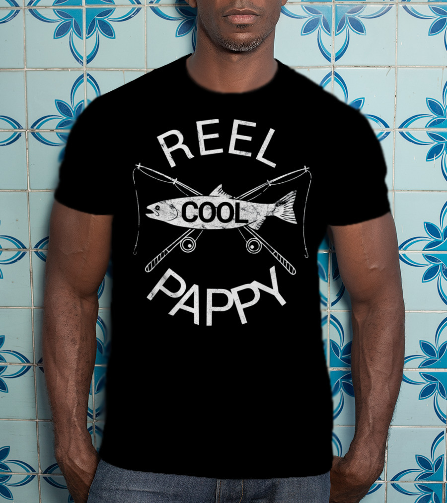 Mens REEL COOL PAPPY Fishing Poles And Fish T-Shirt