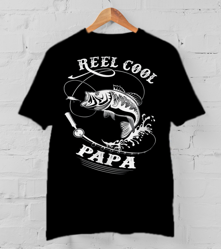Reel Cool Papa Bass Fishing Rod Splash Enthusiast T-Shirt