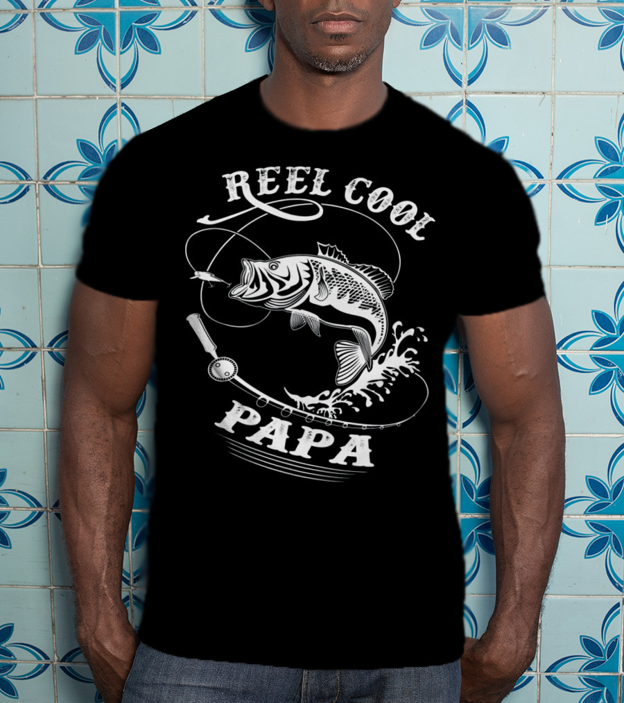 Reel Cool Papa Bass Fishing Rod Splash Enthusiast T-Shirt