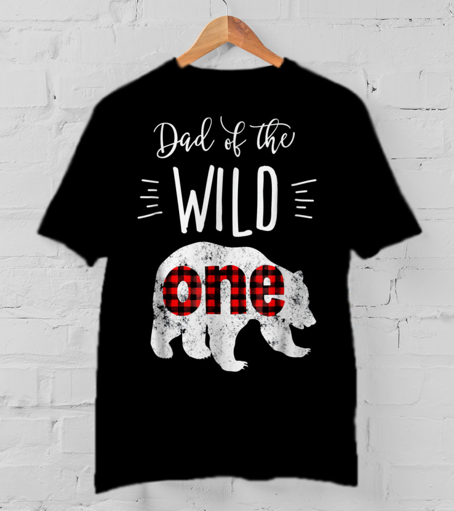 Dad Of The Wild One Bear Plaid T-Shirt