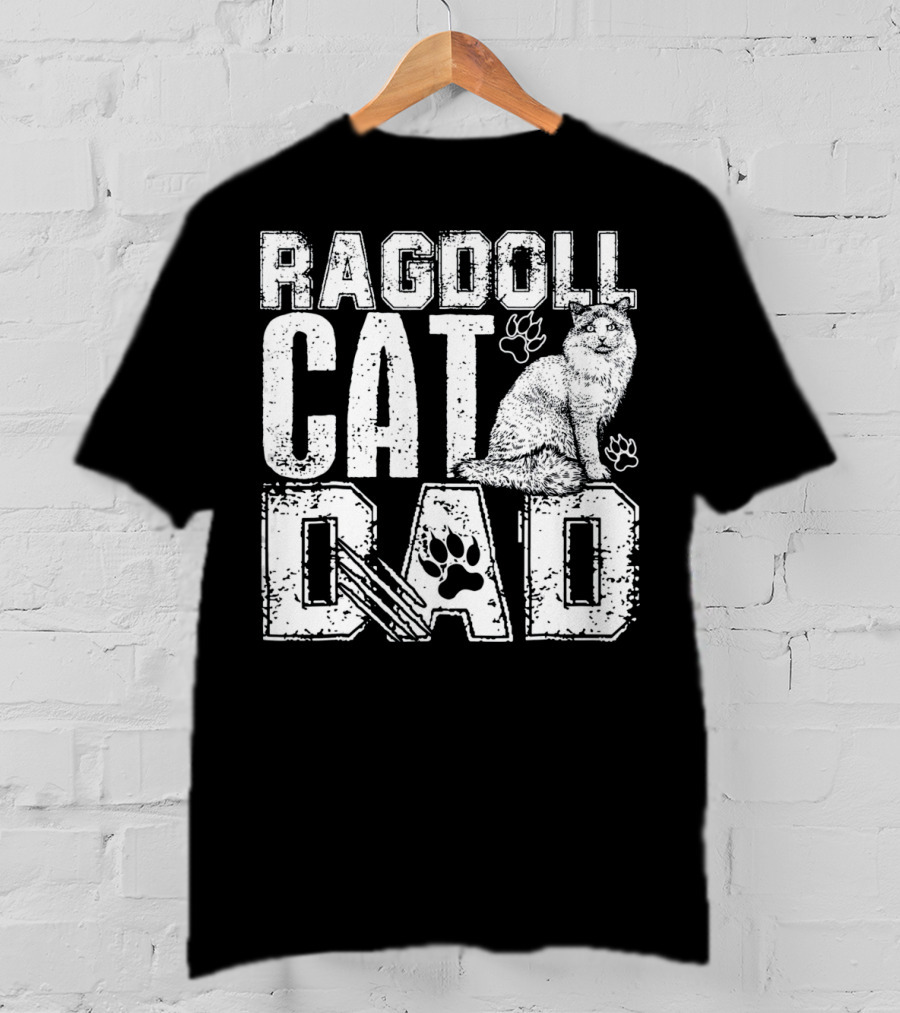 Ragdoll Cat Dad Cat Paw Prints T-Shirt