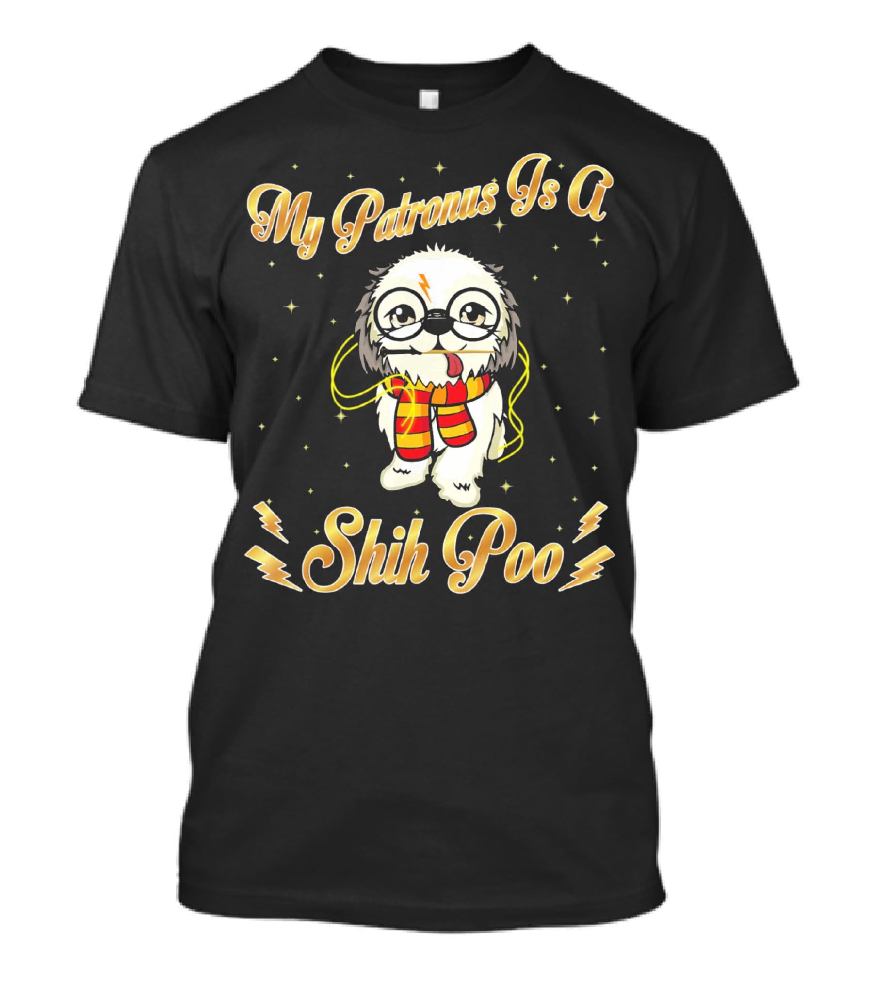My Patronus Is A Shih Poo Harry Dog Magic Wand Lightning Bolt T-Shirt