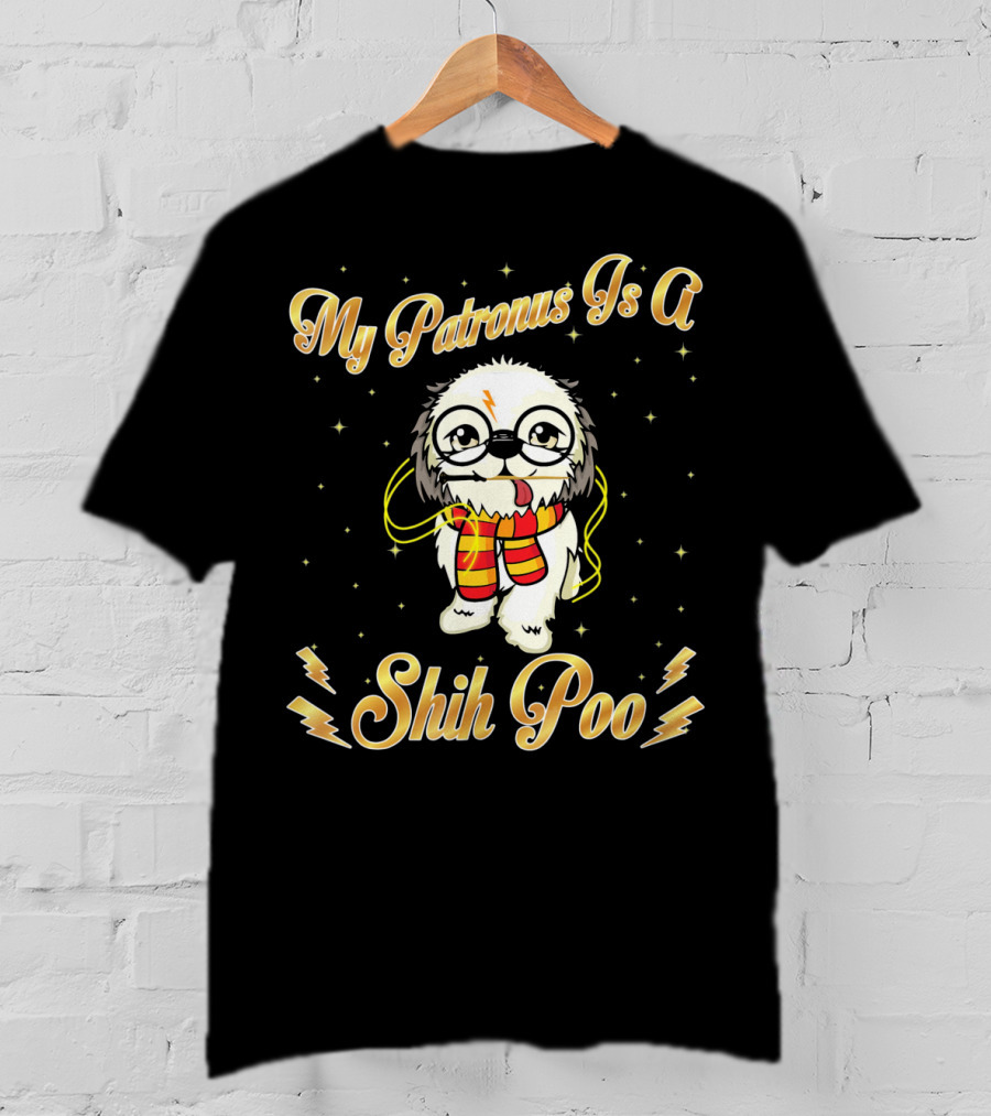 My Patronus Is A Shih Poo Harry Dog Magic Wand Lightning Bolt T-Shirt
