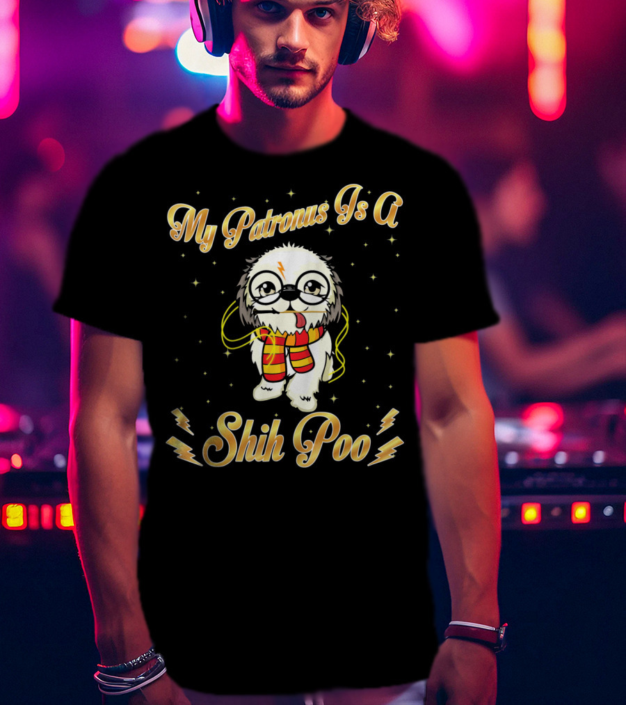 My Patronus Is A Shih Poo Harry Dog Magic Wand Lightning Bolt T-Shirt