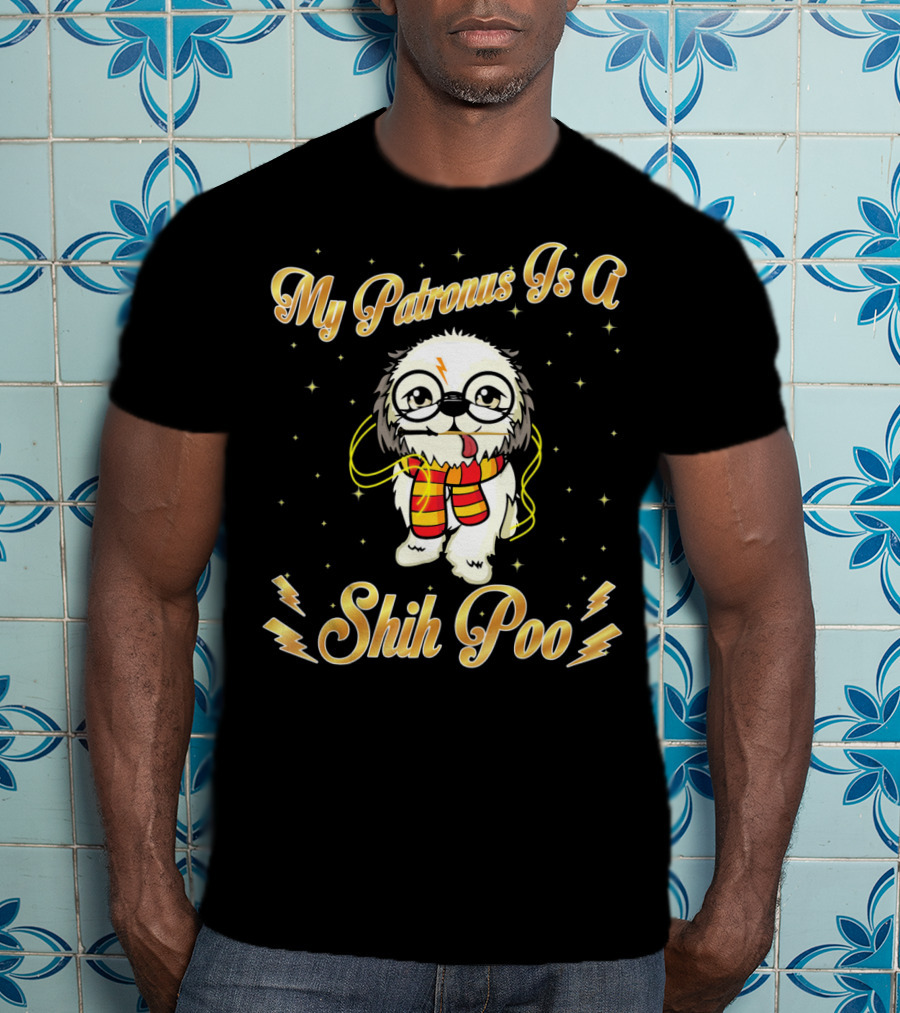 My Patronus Is A Shih Poo Harry Dog Magic Wand Lightning Bolt T-Shirt