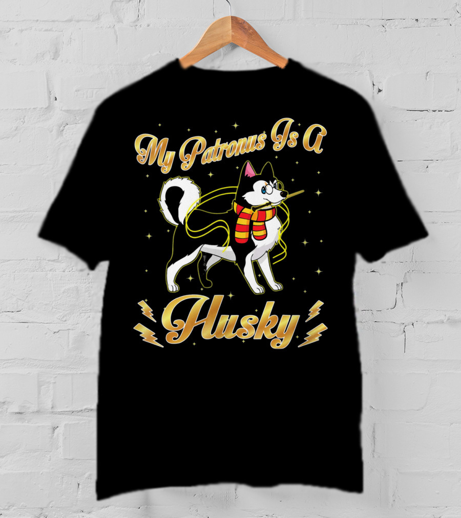 My Patronus Is A Husky Wizard Dog Frederick Scarves Spells Magic T-Shirt