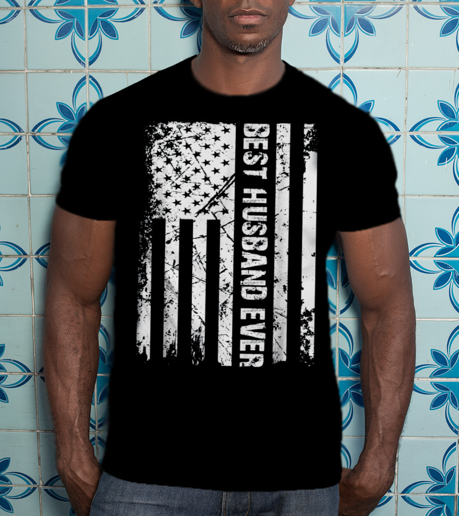 Best Husband Ever Distressed American Flag T-Shirt
