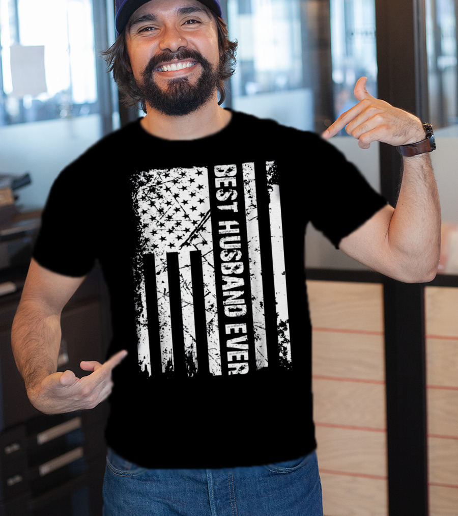 Best Husband Ever Distressed American Flag T-Shirt