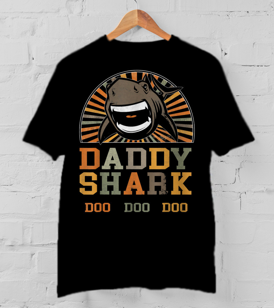 Daddy Shark Doo Doo Doo Mens Retro Shark T-Shirt