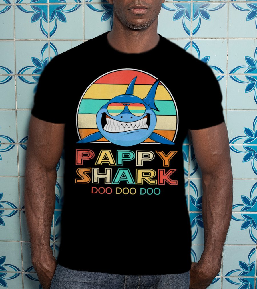 Pappy Shark Doo Doo Doo Retro Vintage T-Shirt