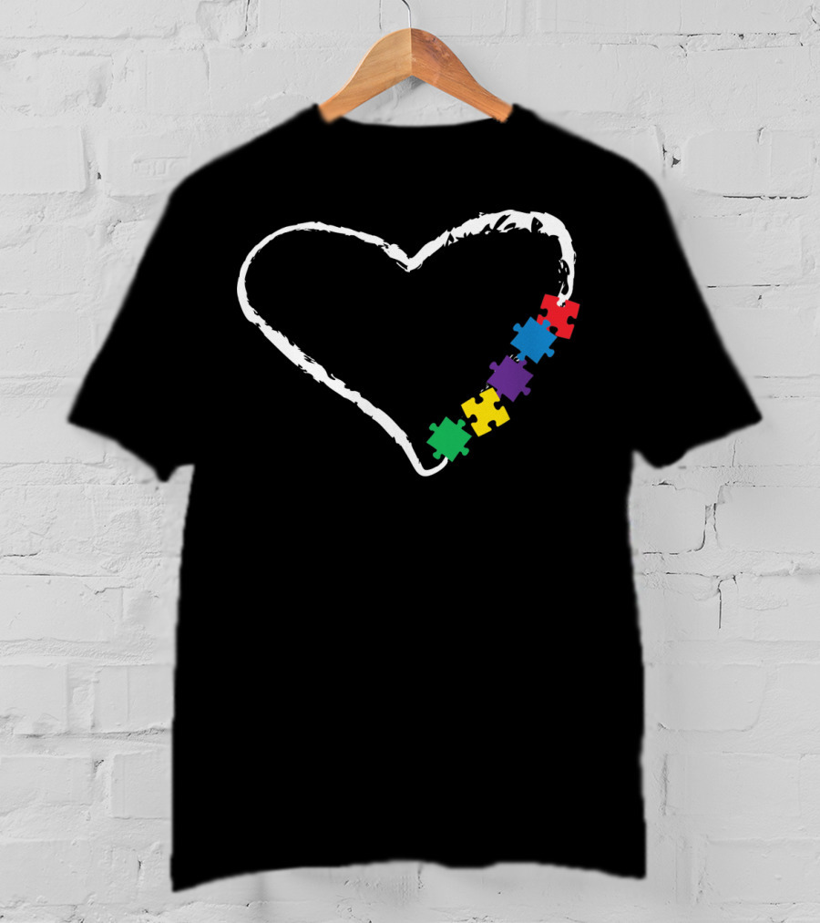 Autism Awareness Heart With Puzzle Pieces T-Shirt