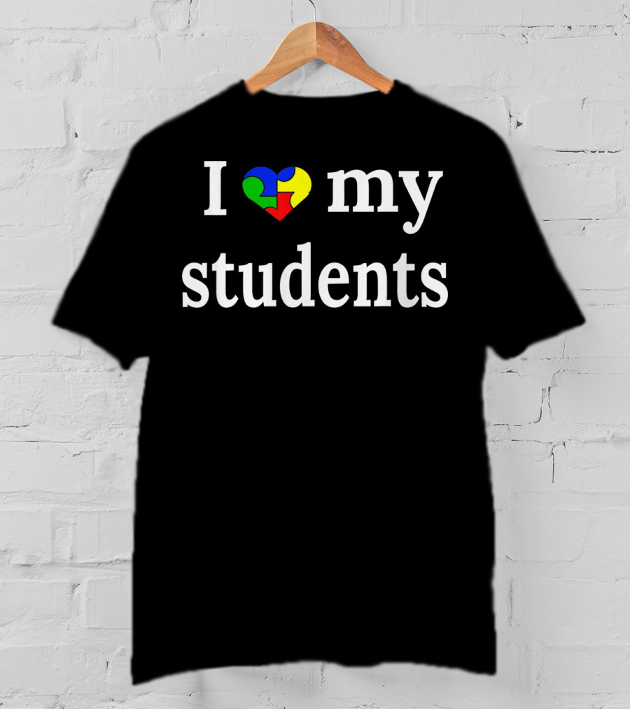 I Love My Students Autism Teacher Puzzle Heart T-Shirt