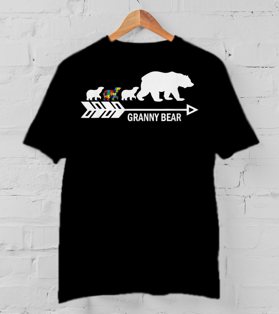 Granny Bear Autism Awareness Bear Family Arrow T-Shirt