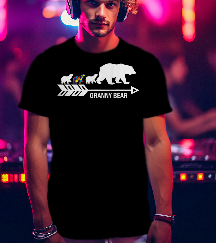 Granny Bear Autism Awareness Bear Family Arrow T-Shirt