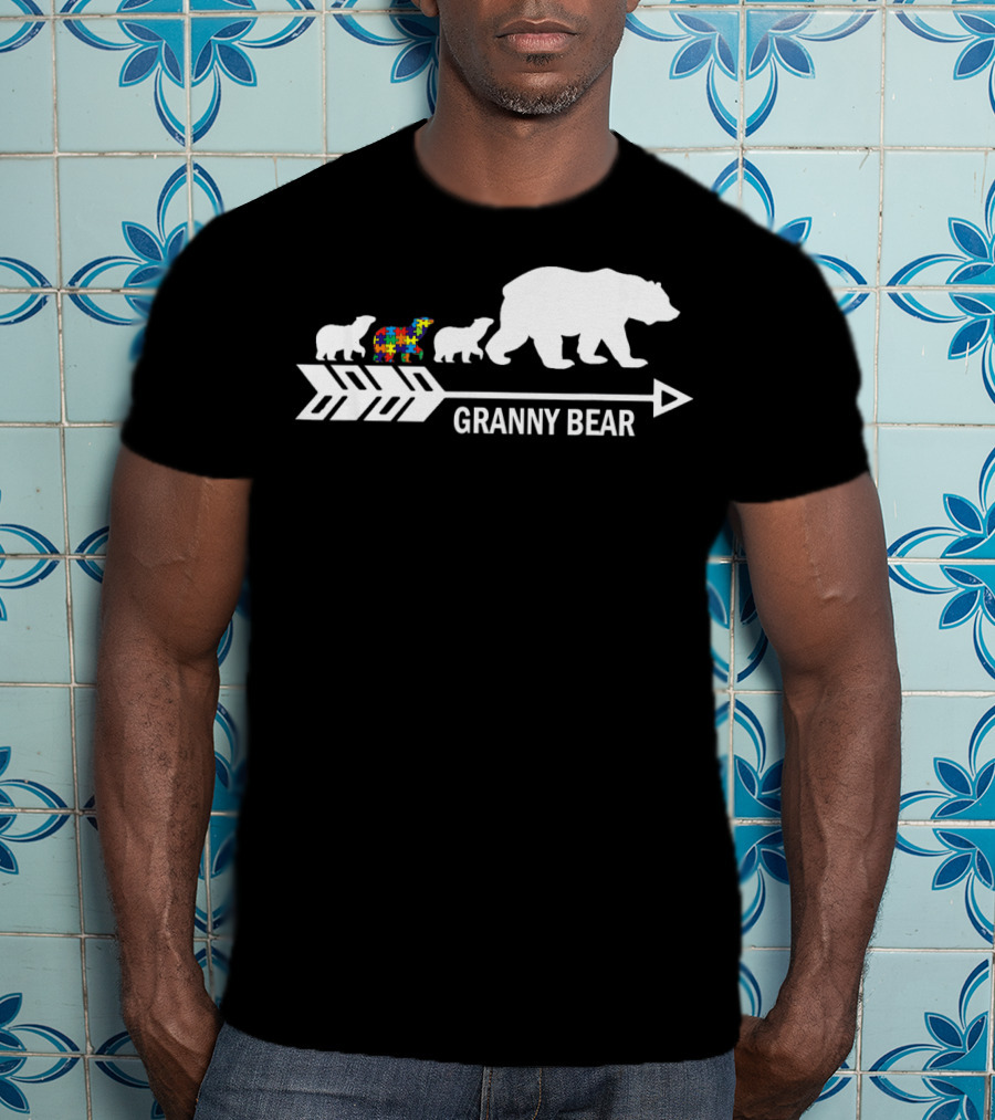 Granny Bear Autism Awareness Bear Family Arrow T-Shirt