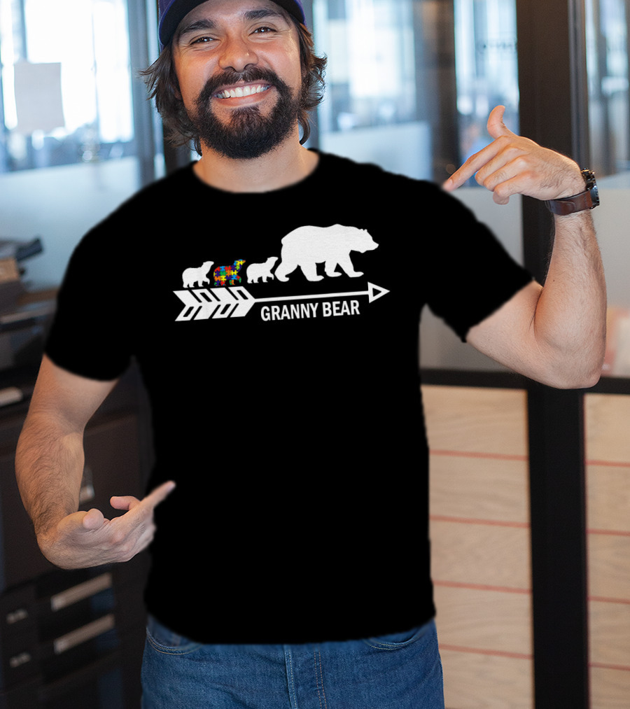 Granny Bear Autism Awareness Bear Family Arrow T-Shirt