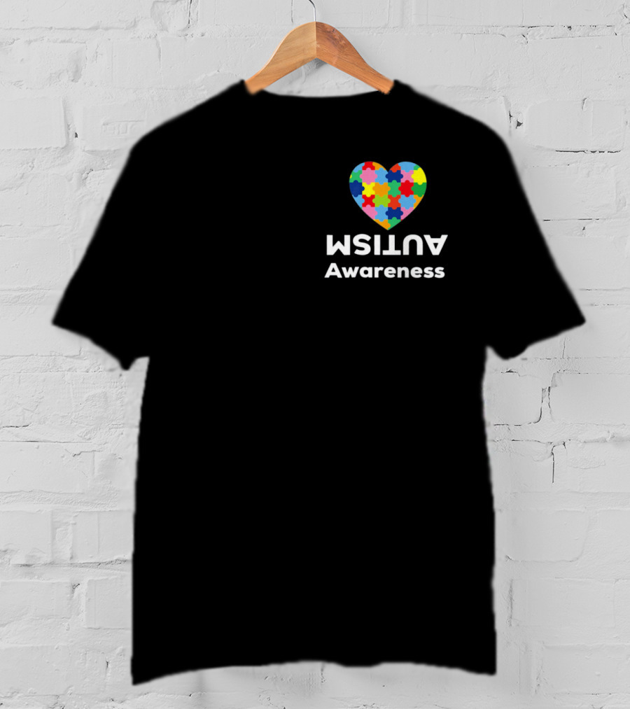 Autism Awareness Love April Heart With Multicolored Puzzle Pieces T-Shirt