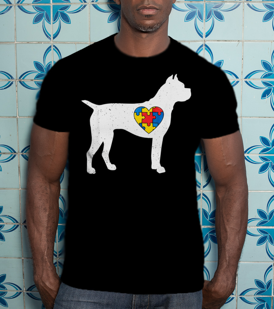 Boxer Heart Autism Awareness Puzzle Day T-Shirt