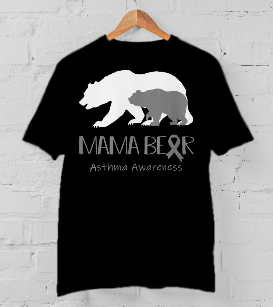 Mama Bear Asthma Awareness Ribbon T-Shirt