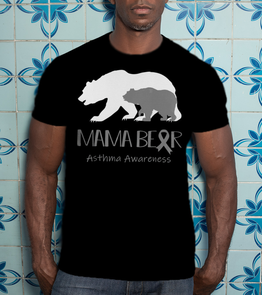 Mama Bear Asthma Awareness Ribbon T-Shirt